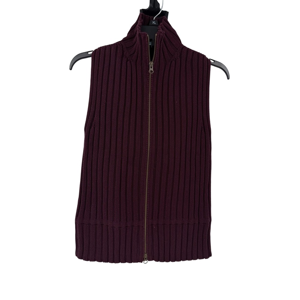 Marsh Landing Womens Burgundy Ribbed Cotton Full Zip Sweater Vest Australia S